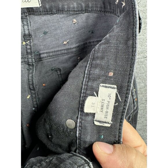 Madewell Womens 10" High-Rise Skinny Jeans Black Polka Dot Size 31 Stretch casua - Picture 3 of 6